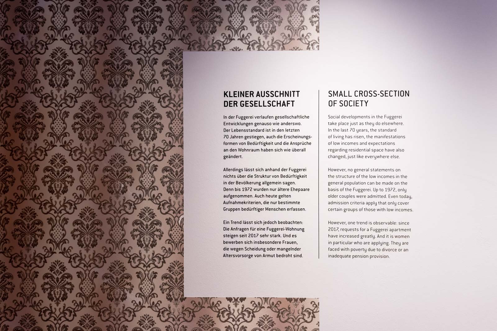 Das Referenzbild für Ausstellungsgestaltung aus der Dauerausstellung Museum des Alltags zeigt eine Wandbeschriftung